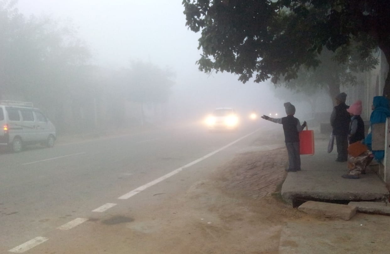 Fog becomes a problem...speed has stopped, vehicles are crawling