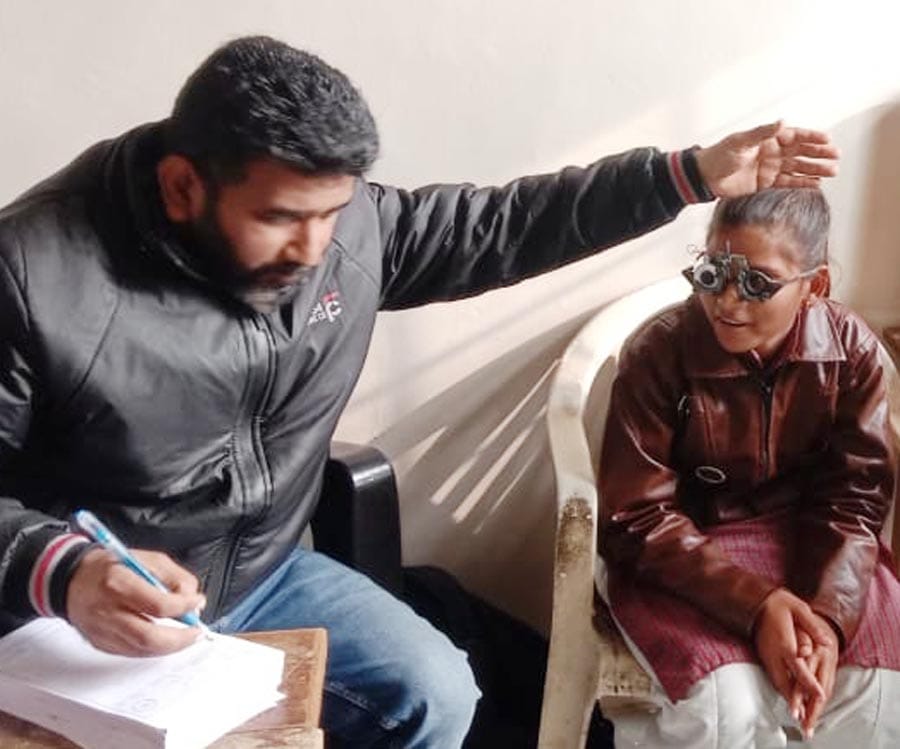 Eye test of students in Vimla College