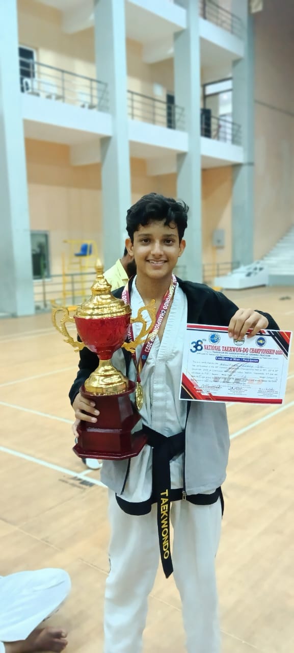 Kaustubh's golden hat-trick in National Taekwondo