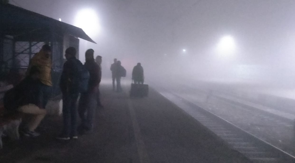 Trains traveling 20 minutes in fog take 40 minutes