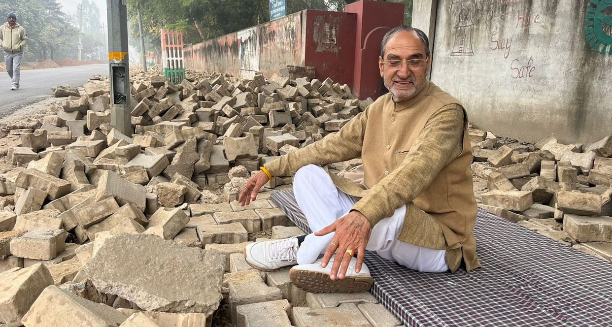 Former district councilor upset over uprooting of interlocking footpath built a year ago