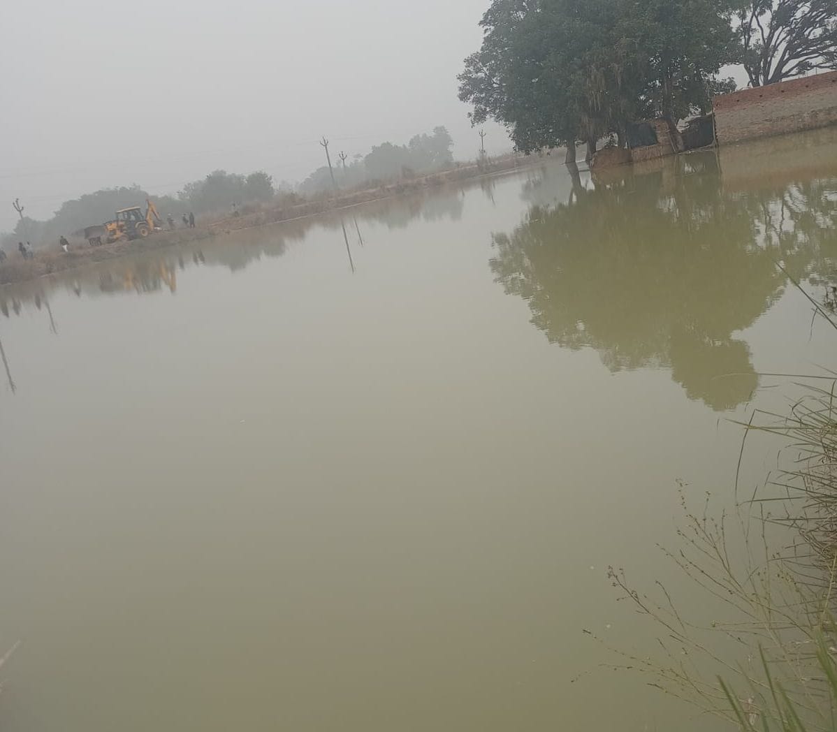 Saryu canal track cut, wheat and mustard crops drowned in water