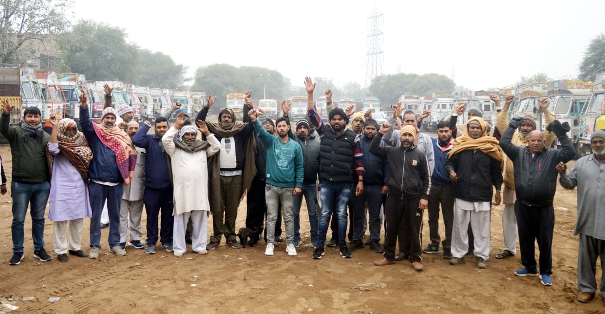 Truck union protested against the new law, went on strike