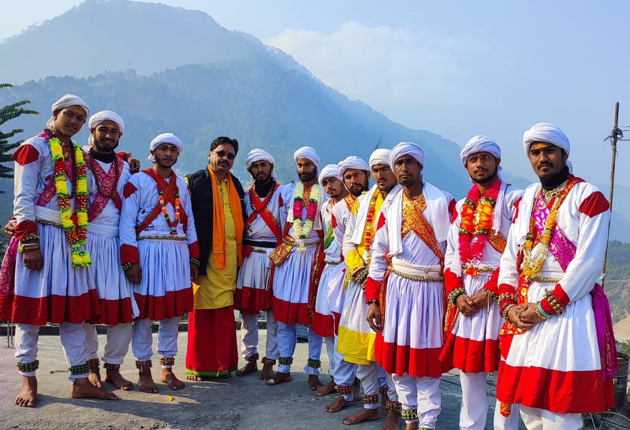 12 Erwals taking Maa Chandika on a village-to-village tour during Devra Yatra