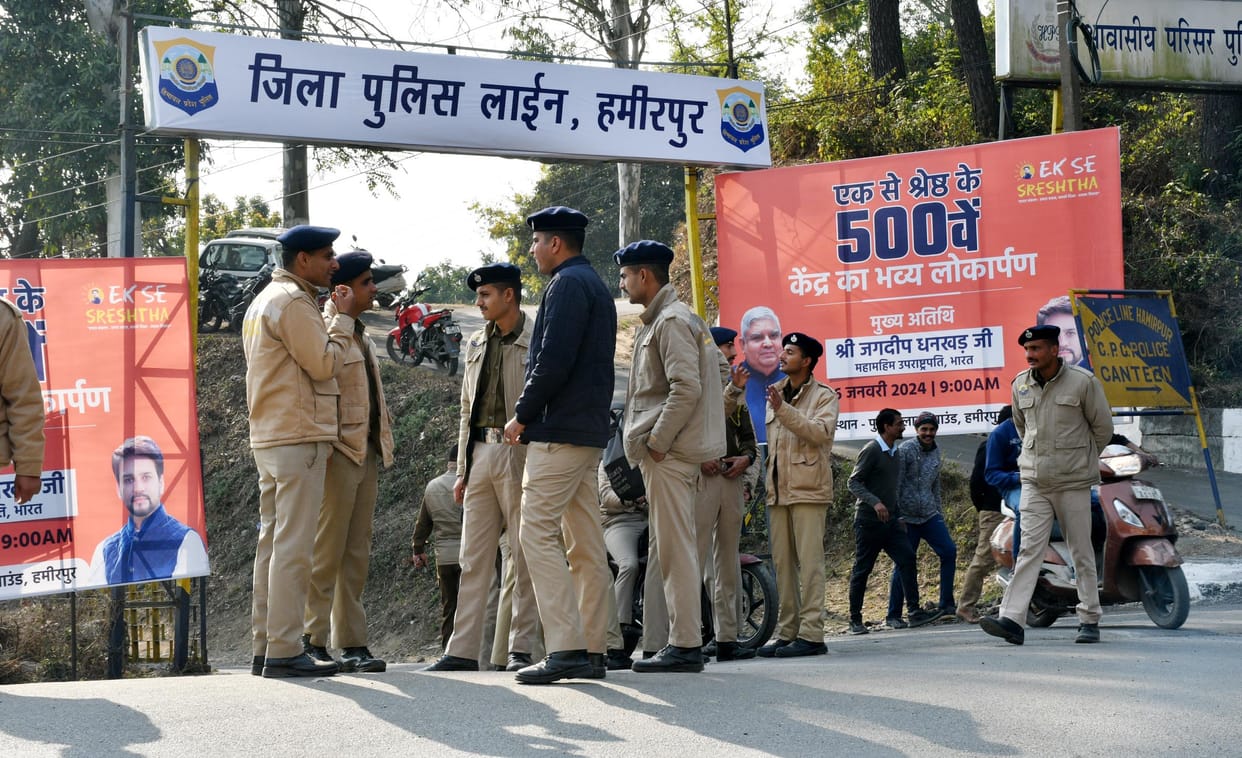 Police personnel deployed at intersections, keeping a close watch on every activity