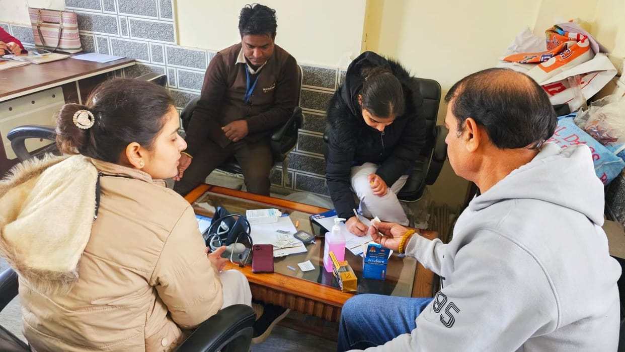 Many diseases including BP, diabetes were checked in the camp.