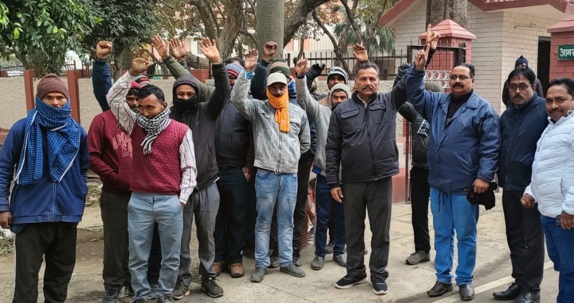 Salary not received for two months, contract workers demonstrated