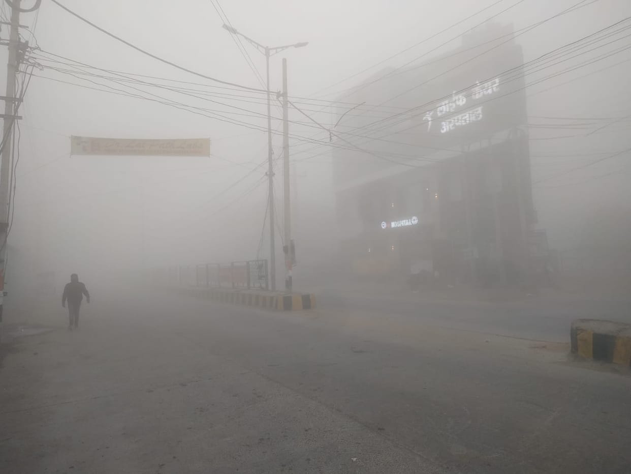 Deep fog caused distress, relief from lukewarm sunshine in the afternoon