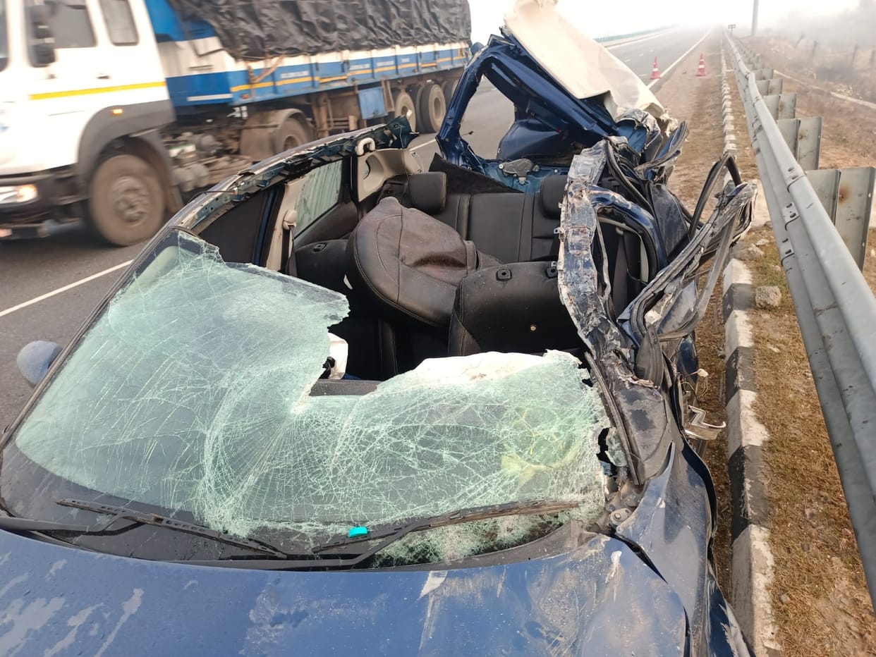 Car collides with heavy vehicle, youth dies, four seriously injured