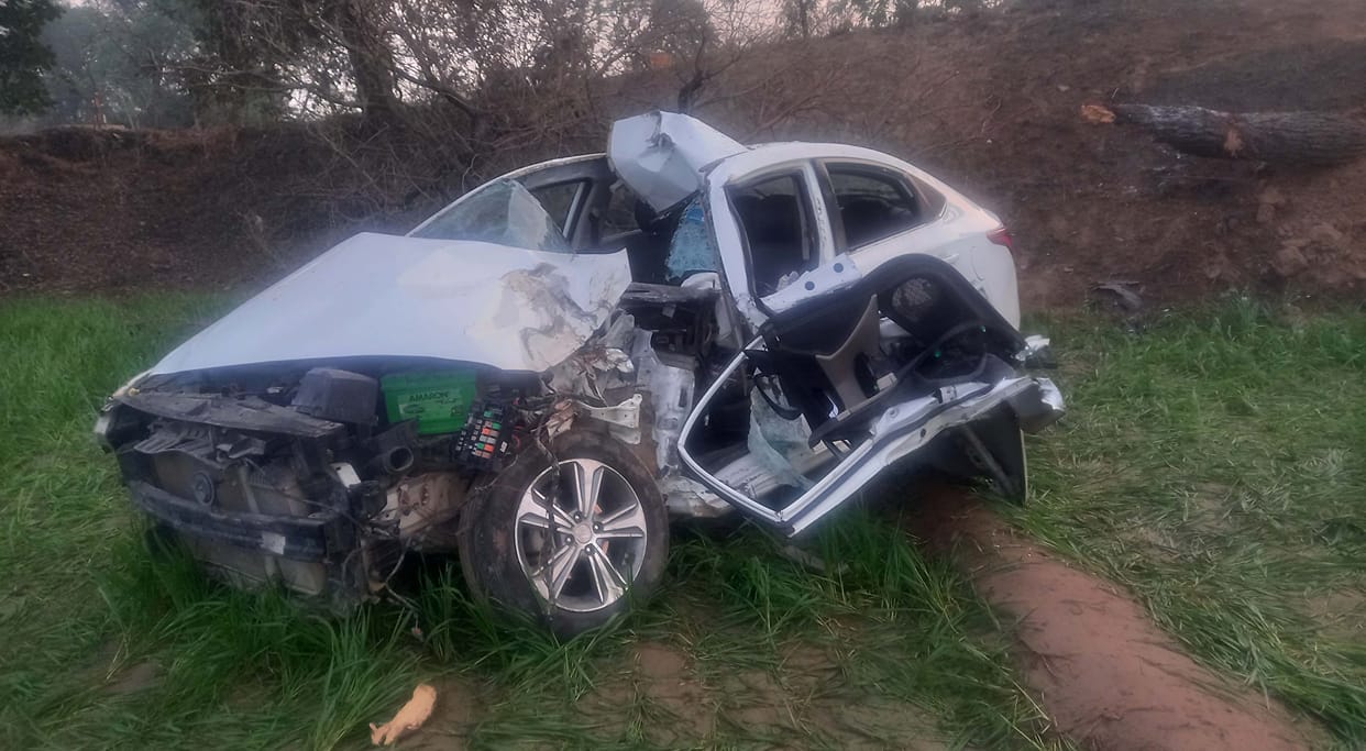 Car collides with tree at turn and falls into field, former sarpanch injured