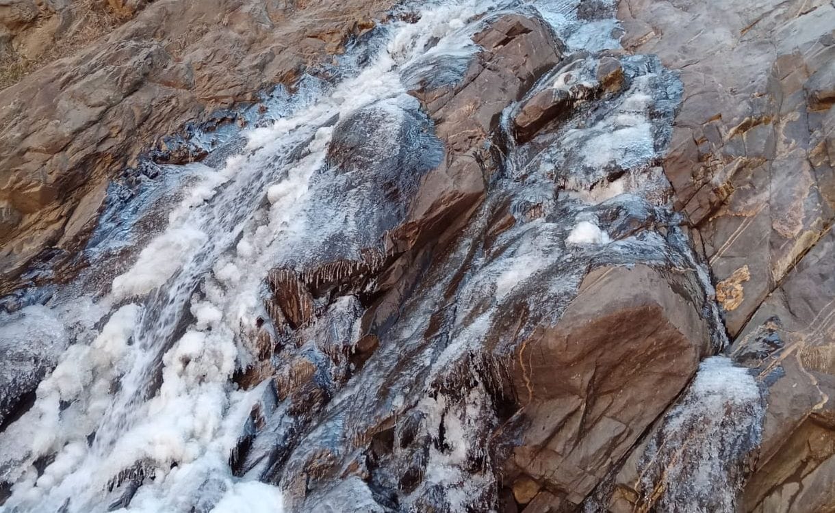 Drains and ravines frozen in cold, journey becomes risky