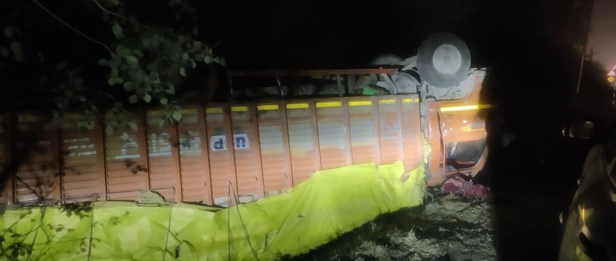 DCM laden with liquor overturns, driver's condition critical