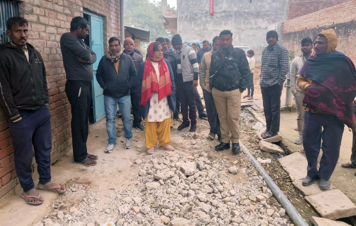 New road was being built from debris, construction stopped