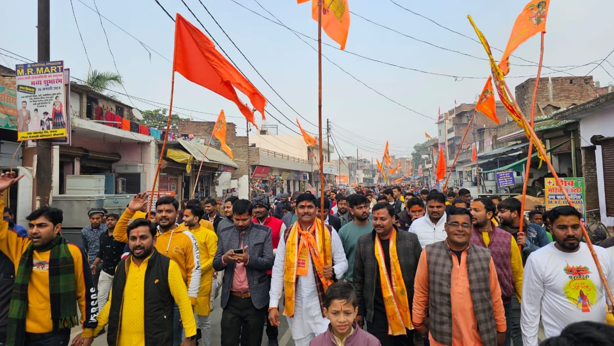Ganga ghats and temples lit up with lamps