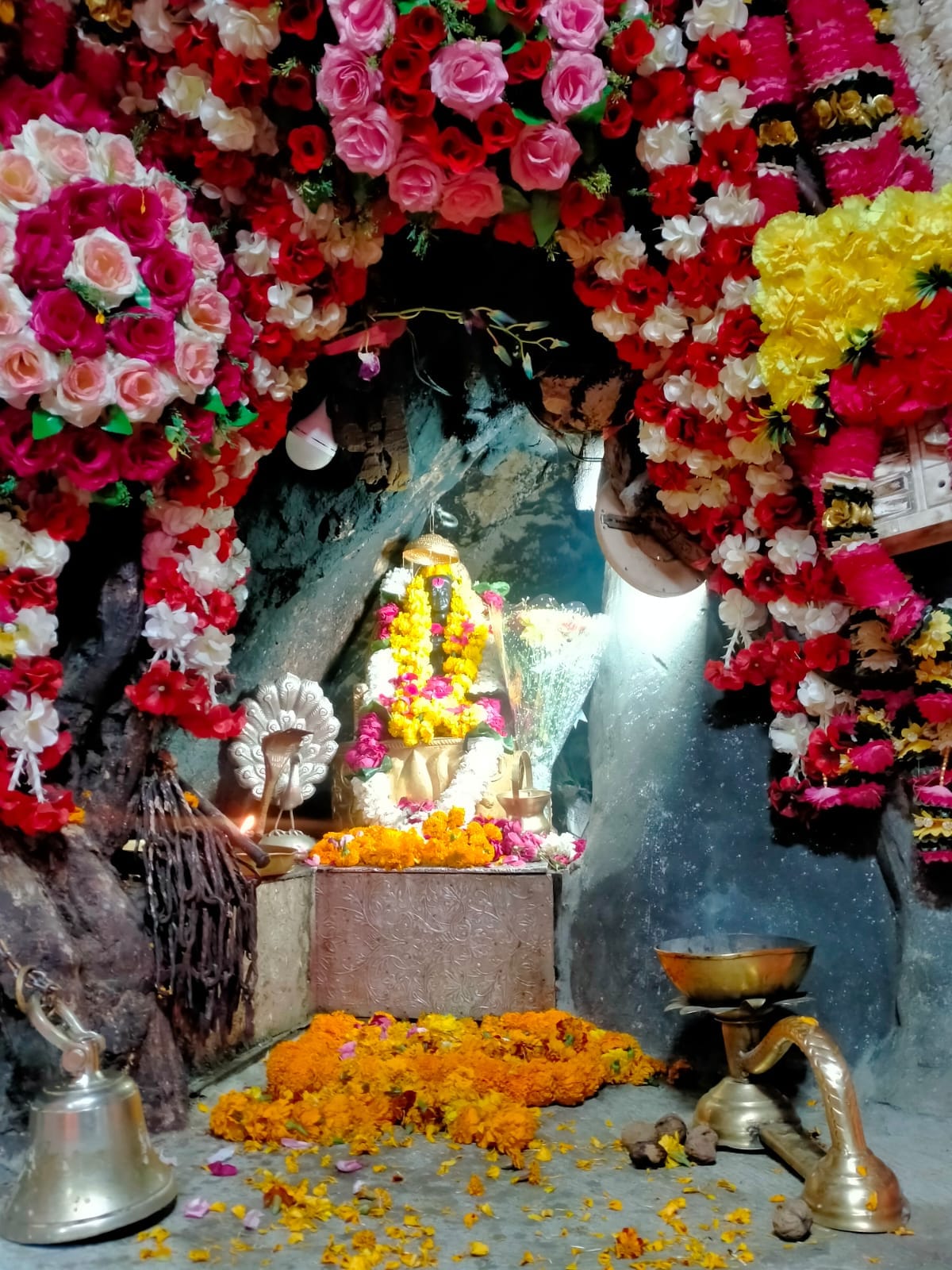 Paunhari's court decorated with colorful flowers