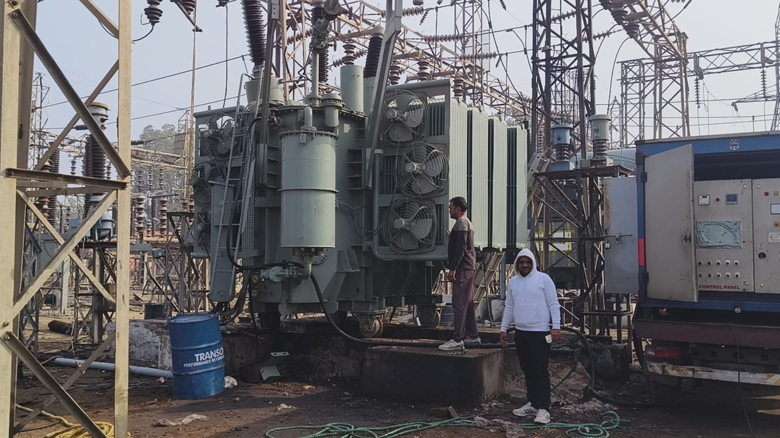 New transformer installed in power house, engineers have been working for five days