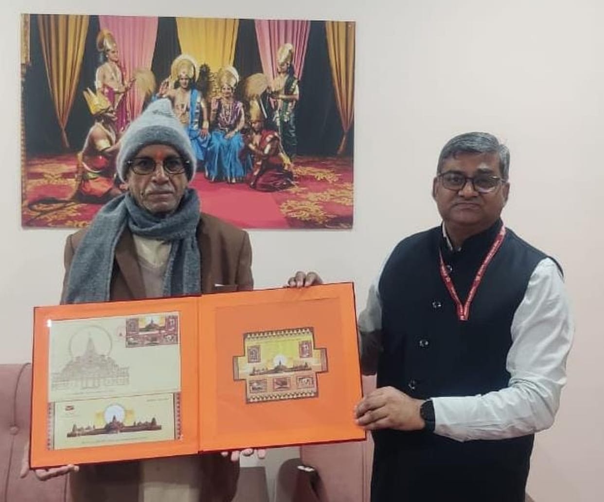 Set of postage stamps issued on Shri Ram Temple handed over to Trust General Secretary