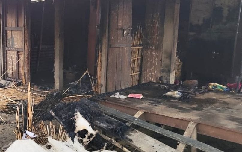 house caught fire due to short circuit in dineshpur