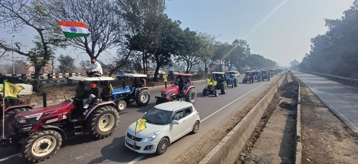 Farmers took out tractor march for their demands