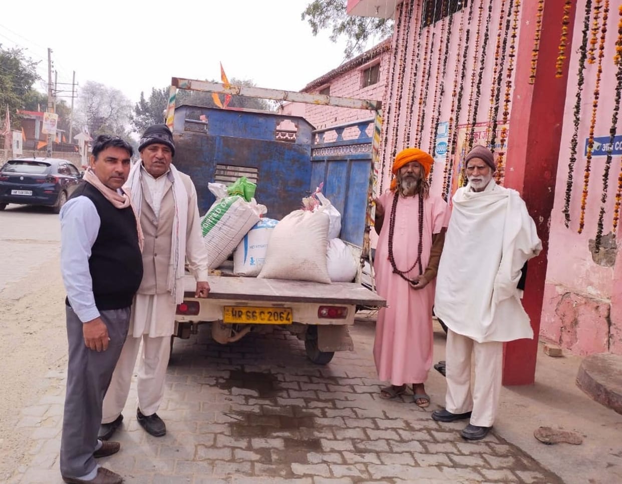 Donated seven quintals of food grains to Shri Krishna Goshala