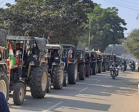 Farmers took out tractor parade in the city on Republic Day