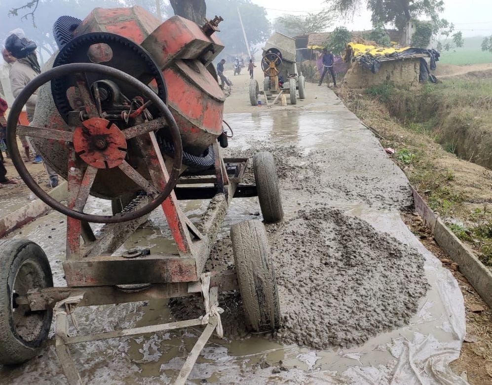 Accused of using inferior material in road construction, villagers stopped the work
