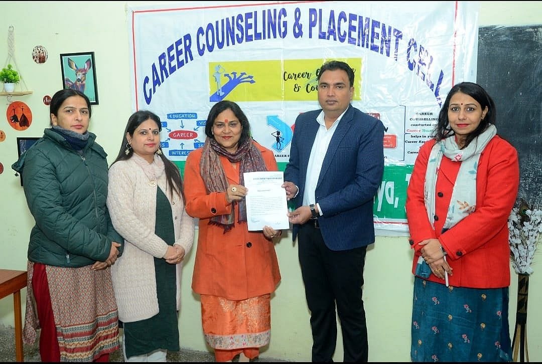 Teaching interview skills to girl students in Hindu Girls College
