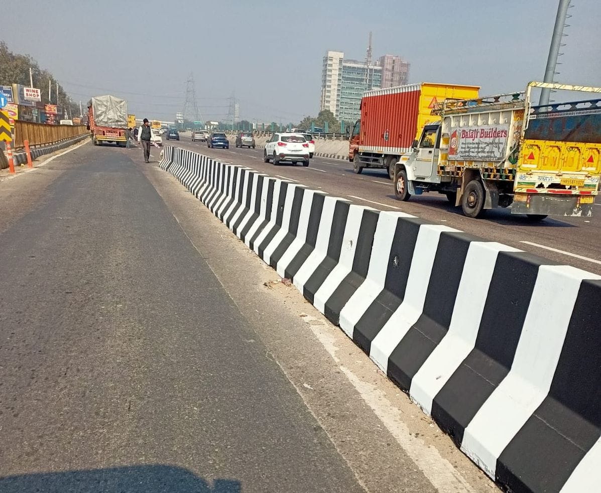 If spring posts were broken for security on National Highway-44, stone barricades were installed.