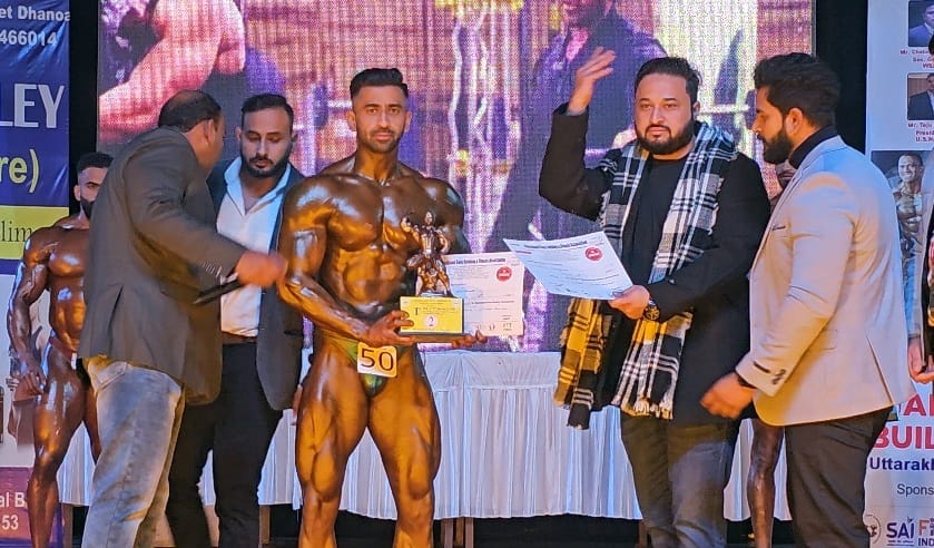 Nitin stood second in body building