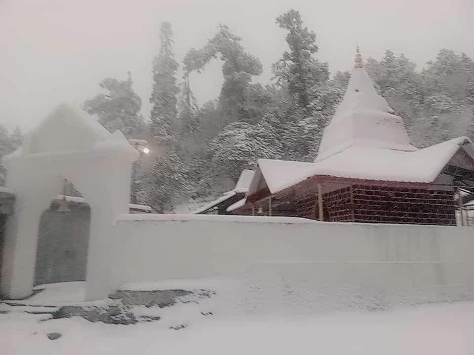 Snowfall in higher Himalayan regions, rain in lower regions