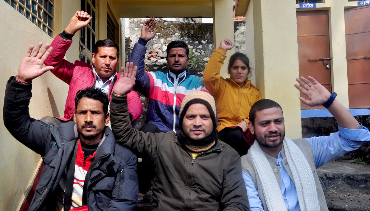 Demonstration of villagers at BEO office for posting of teacher