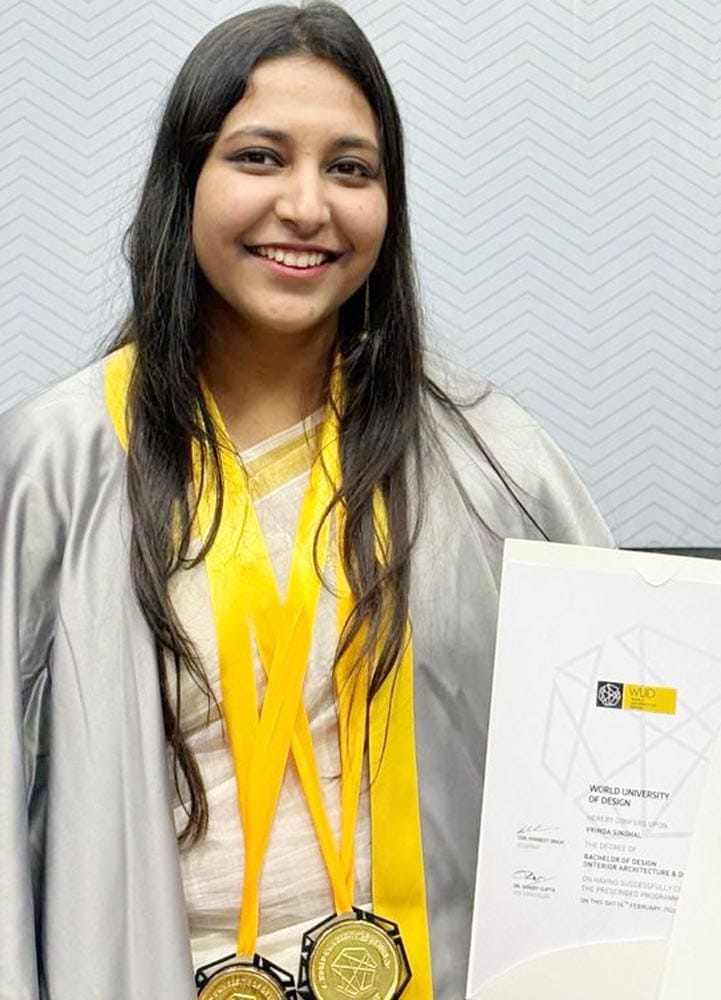 Vrinda got gold medal in design and architecture