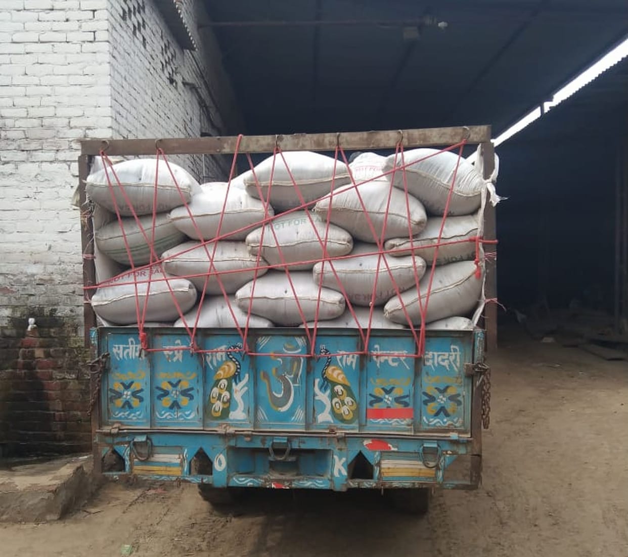 Tractor loaded with mustard sacks caught in oil mill