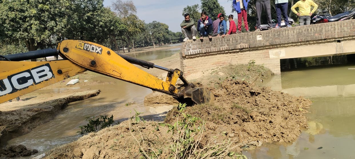 Mango orchard filled with water due to canal track being cut