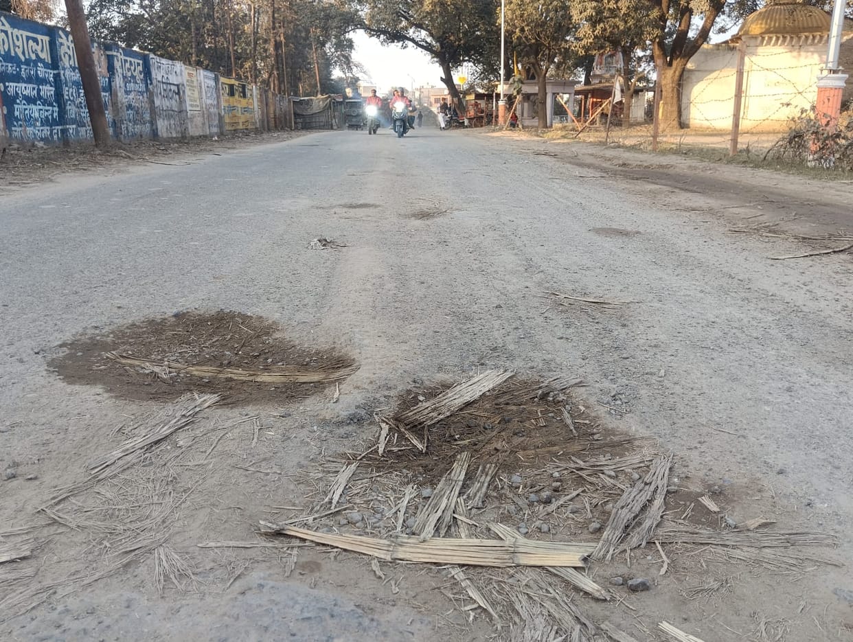 Patchwork done only three months ago, Ramlila Marg again in bad shape