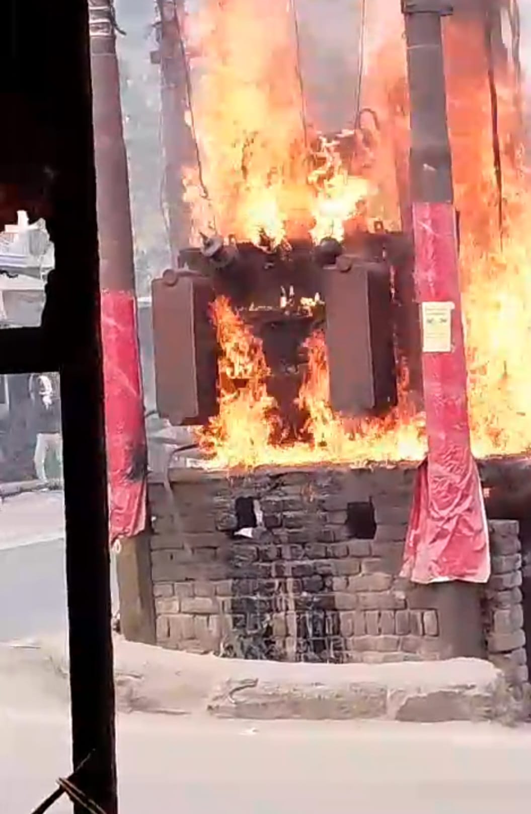 Transformer caught fire due to broken wire
