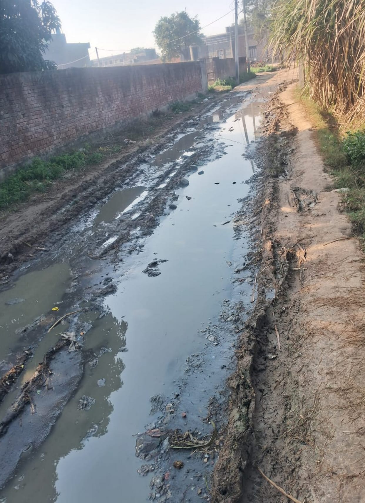 Waterlogging due to lack of road construction, people worried