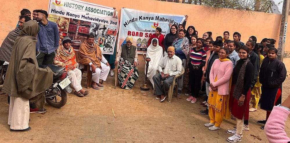 Girl students told traffic rules to villagers