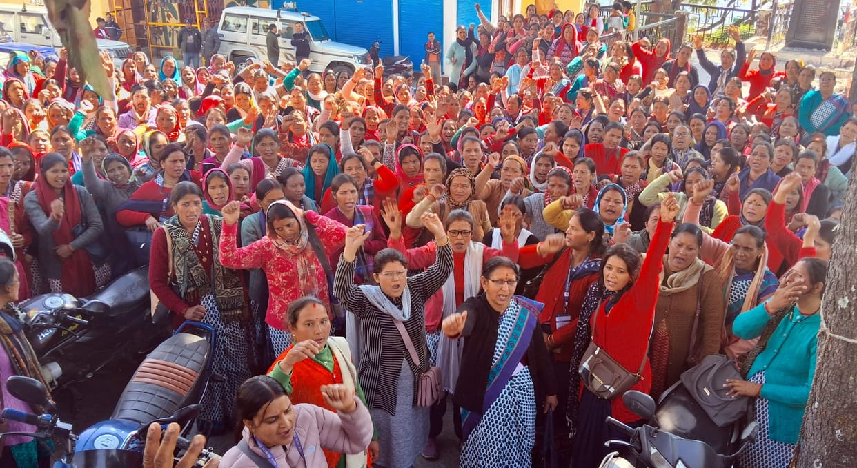 Demonstration in Collectorate premises for honorarium