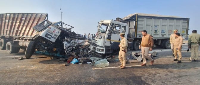 Two trucks collide, one driver dies