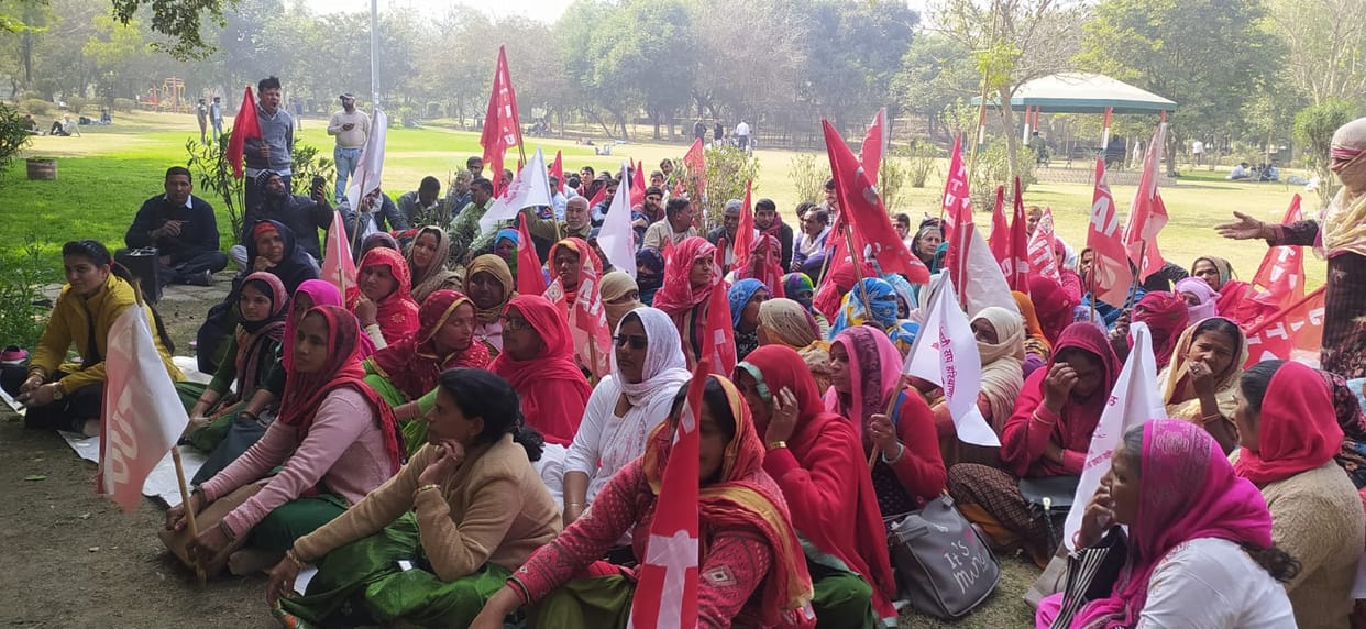Sanitation workers staged a protest regarding their demands