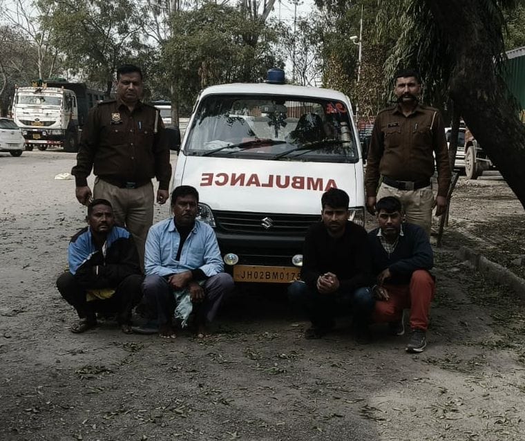 Liquor smuggling from a car with ambulance sticker, four arrested