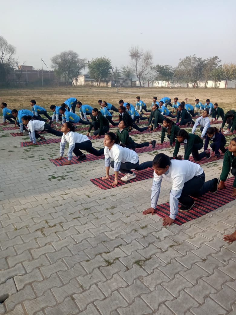 Children were made to practice Surya Namaskar