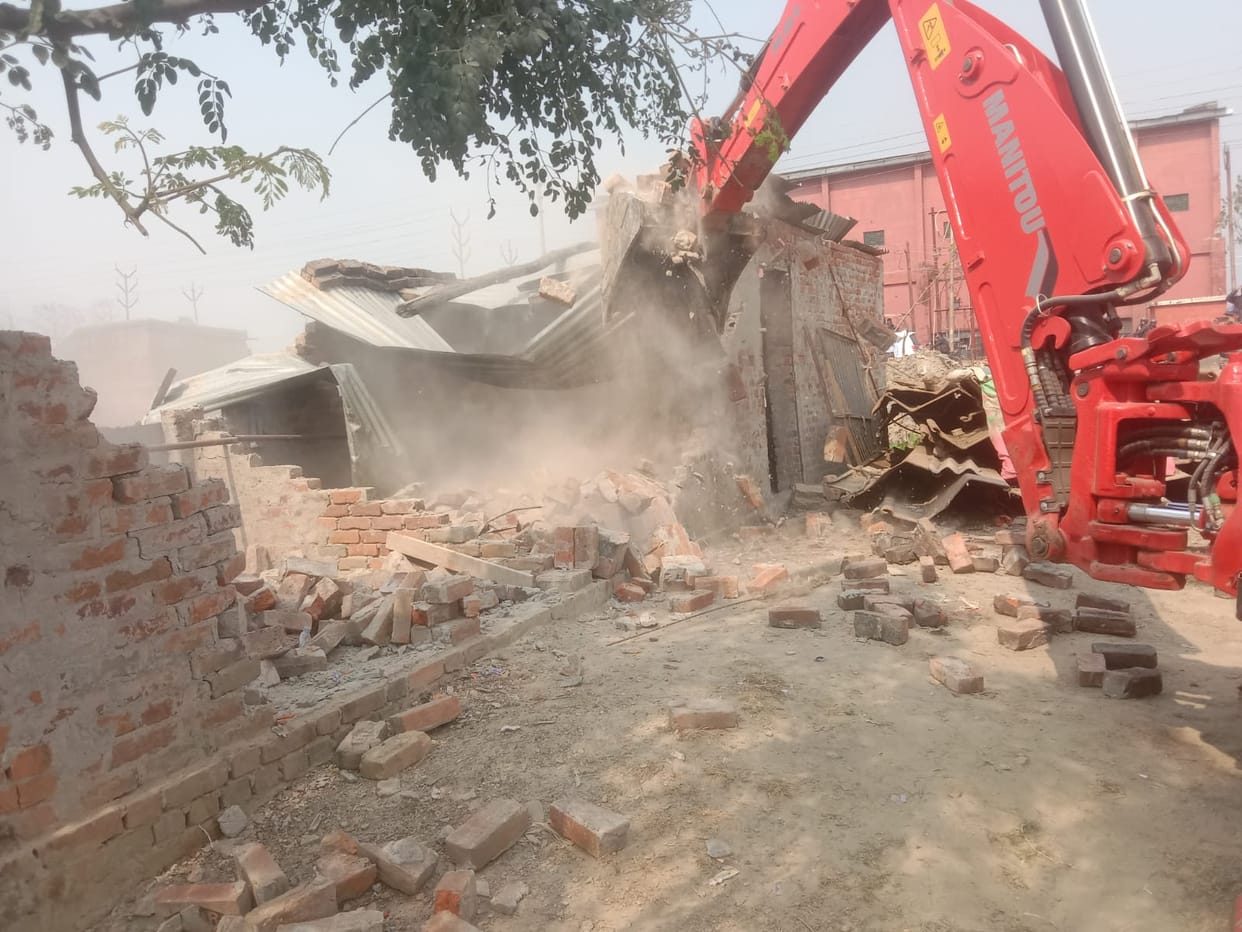 Hotel was being built on the pond land, bulldozer started