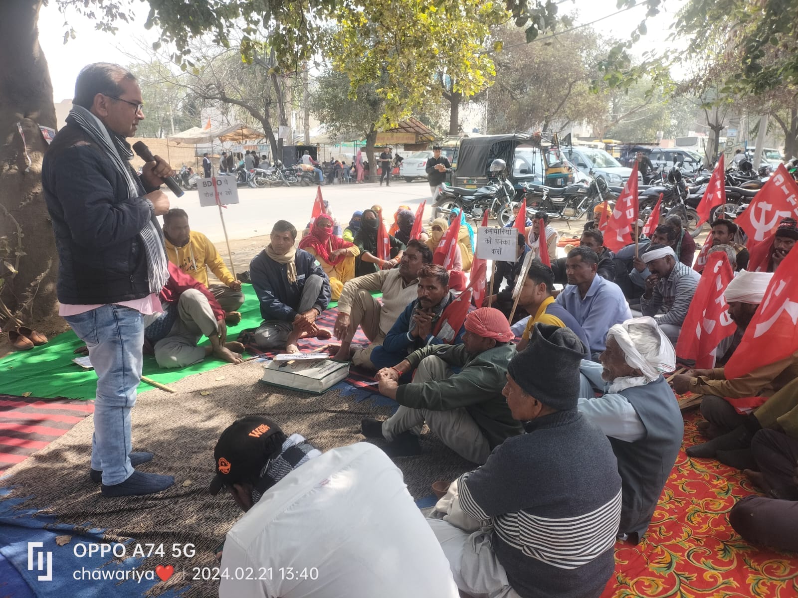 Rural sanitation workers camped near Rajiv Chowk