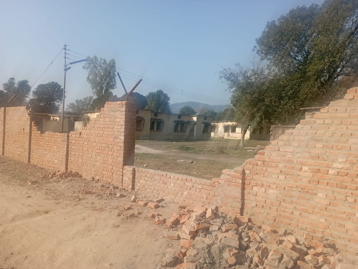 Elephants destroyed the security wall of Hydel Colony
