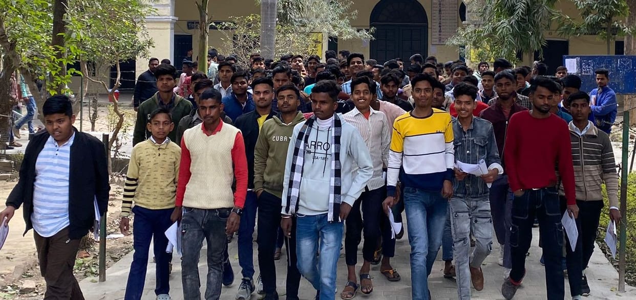 The candidates came out of the examination center with happiness on their faces and said - the question paper was easy.