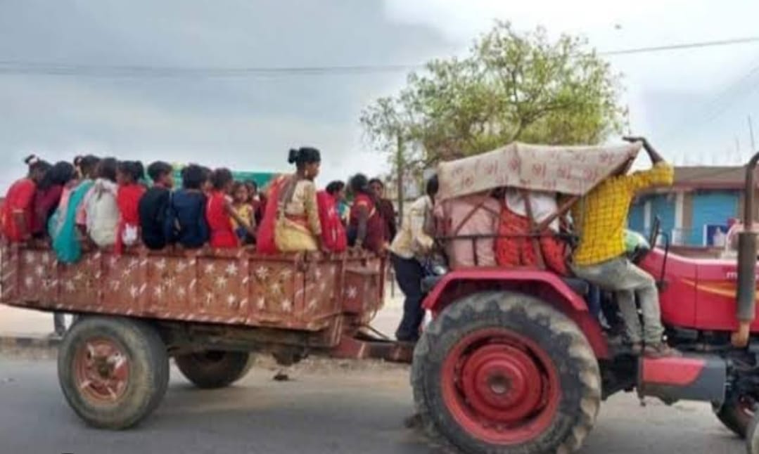 traveling on tractor trolly