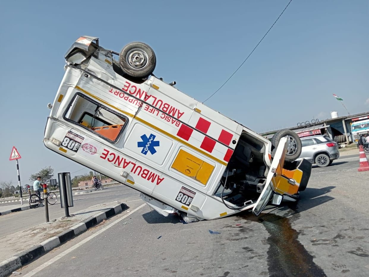 Truck Rams Over Abulance