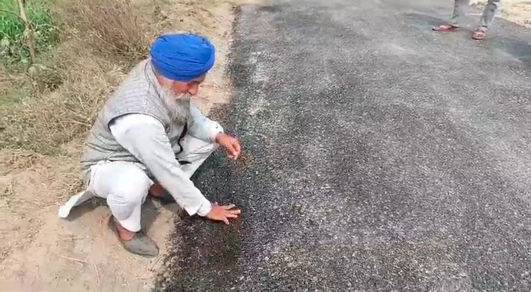 Layers of the road being built with Rs 60 lakh started peeling off